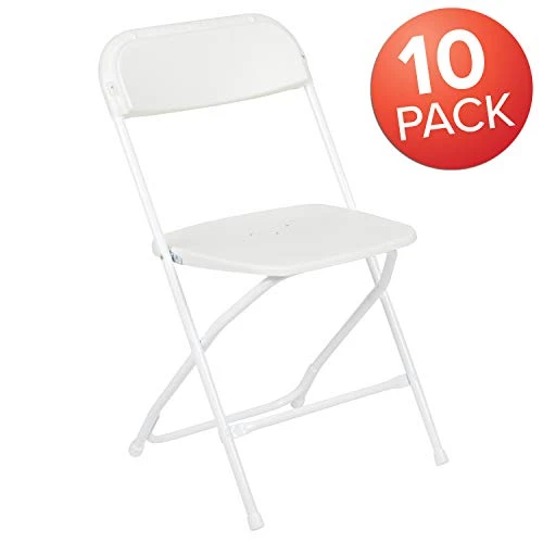 Flash Furniture 8-Foot Bi-Fold Granite White Plastic Banquet And Event Folding Table With Carrying Handle & 10 Pack Hercules Series 650 Lb. Capacity Premium White Plastic Folding Chair - Image 5