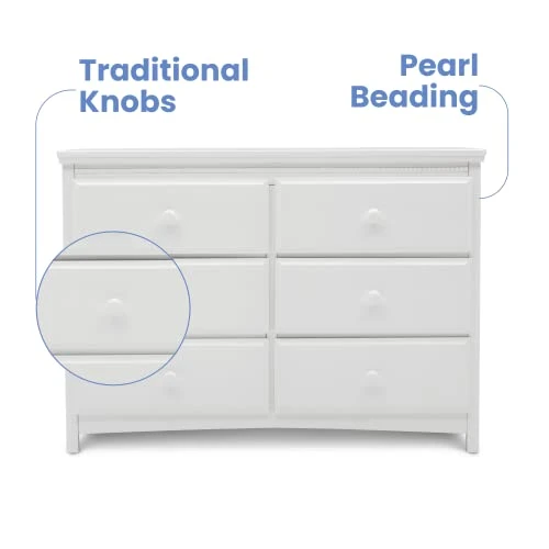 Delta Children Emerson 6 Drawer Dresser, Greenguard Gold Certified, Bianca White - Image 4