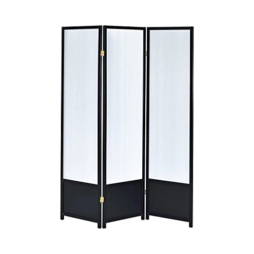 Coaster Home Furniture Calix 3-Panel Folding Floor Screen Room-Divider Translucent And Black - Image 4