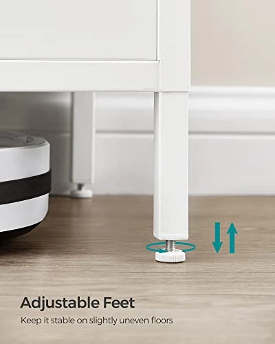 SONGMICS Storage Sideboard, Buffet Table With Adjustable Shelves, Floor Storage Cupboard, Steel Frame, Natural And White ULSC102W57 - Image 5