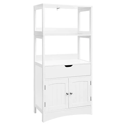 VASAGLE Bathroom Storage Cabinet With Drawer, 23.6 X 11.8 X 48 Inches, White