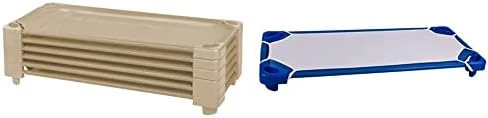 ECR4Kids Stackable Kiddie Cot, Standard Size, Classroom Furniture, Ready-To-Assemble, Sand, 6-Pack - Image 9