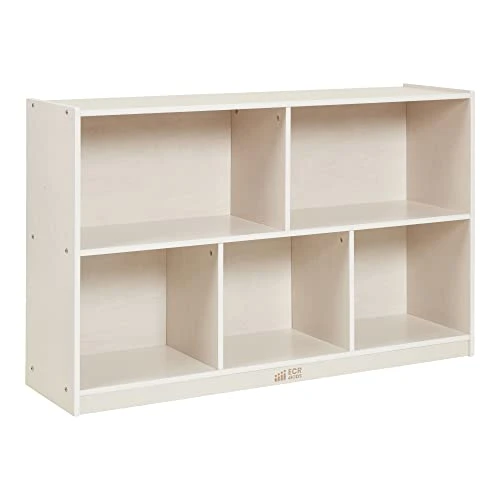 ECR4Kids 5-Compartment Mobile Storage Cabinet, 30in, Classroom Furniture, Natural & ELR-0451 2 Shelf Storage Birch Cabinet With Open Back, Natural - Image 9
