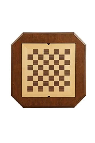 Bishop Game Table, Work Desk Multi-Functional Table Dining Table With 2 Storage Drawers, Reversible Game Tray & Pedestal Base, 3-in-1 Chess Table, Backgammon Table, Cherry - Image 6