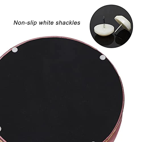 Homebeez 18.9" Round Velvet Storage Ottoman, Pre-Assembled Multi-Function Storage Vanity Stool, Button Tufted Accent Coffee Table With Golden Plate Base,Pink - Image 5