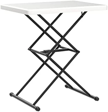 Living And More 28inch Height-Adjustable Personal Table, TV Tray, Portable Dinner Table, Multi-Purpose, Lightweight, No Assembly, Easy Fold And Storage, White - Image 8