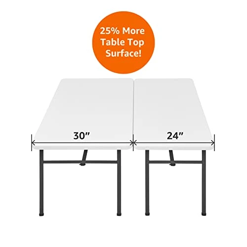 Living And More 4ft XL Straight Folding Utility Table, White, Indoor & Outdoor, Portable Desk, Camping, Tailgating, & Crafting Table - Image 3