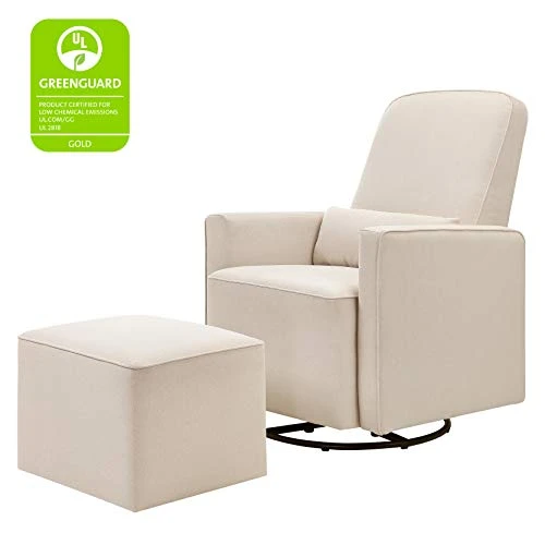DaVinci Olive Upholstered Swivel Glider With Bonus Ottoman In Polyester Cream, Greenguard Gold & CertiPUR-US Certified - Image 2