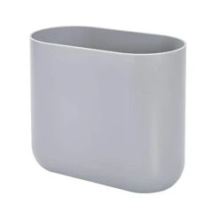IDesign Cade Oval Slim Trash, Compact Waste Basket Garbage Can For Bathroom, Bedroom, Home Office, Dorm, College, Matte Gray