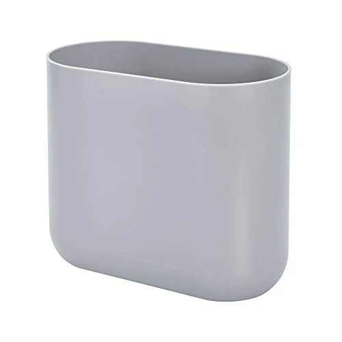 IDesign Cade Oval Slim Trash, Compact Waste Basket Garbage Can For Bathroom, Bedroom, Home Office, Dorm, College, Matte Gray