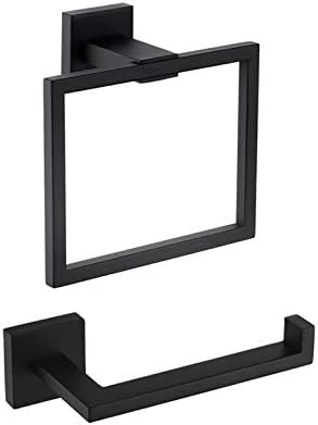 KES Gold Bathroom Hardware Set 2 Pieces, Toilet Paper Holder And Towel Ring Square Wall Mount, SUS304 Stainless Steel Brushed Gold, LA225BZ-22 - Image 7