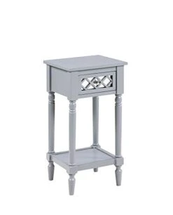 Convenience Concepts French Country Khloe Deluxe 1 Drawer Accent Table With Shelf, Gray