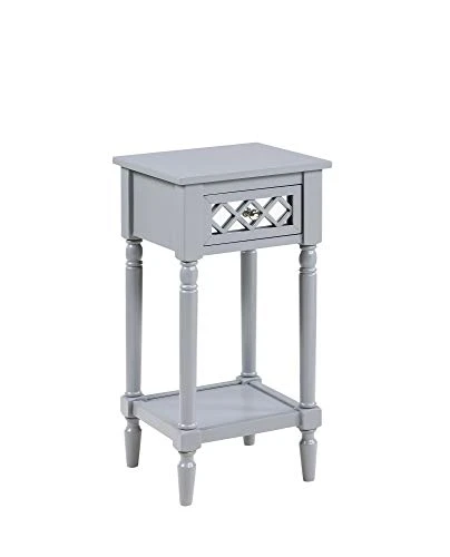 Convenience Concepts French Country Khloe Deluxe 1 Drawer Accent Table With Shelf, Gray