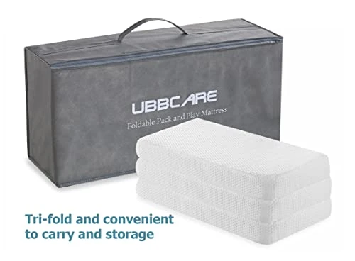 UBBCARE Waterproof Pack And Play Mattress, Portable Crib Mattress For Babies And Toddlers, Memory Foam 38 X 26 X 3 Inches Dual Sided Mattress, Washable Cover & Storage Bag - Image 2