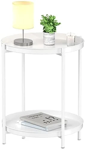 EKNITEY End Table,Folding Metal Side Table Waterproof Small Coffee Table Sofa Side Table With Removable Tray For Living Room Bedroom Balcony And Office - Image 8