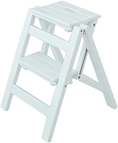 Wooden Folding Step Ladder 2 Steps Stool Portable Ladder Chair Non-Slip Compact Milti-fuction Safety Household Small Foot Stools Stairs Chair (Color : A) - Image 6