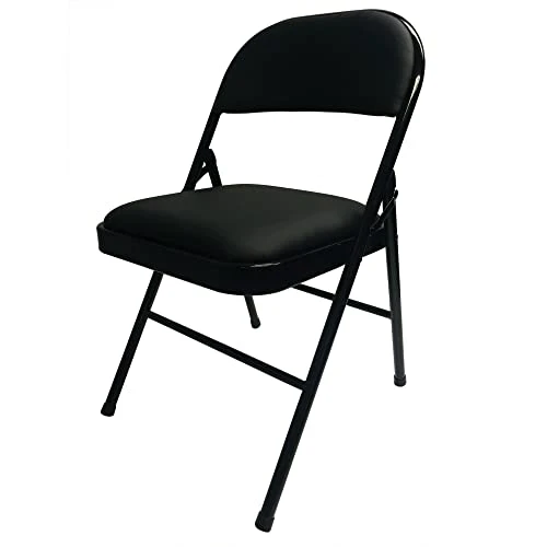 RealspaceĀ® Vinyl Padded Folding Chair, 29-3/4"H X 18-1/2"W X 19-5/8"D, Black - Image 2