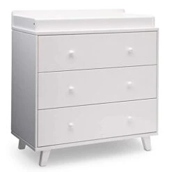 Delta Children Ava 3 Drawer Dresser With Changing Top, Greenguard Gold Certified, White