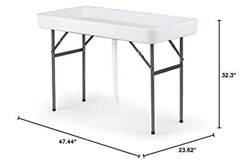 Old Cedar Outfitters Fill N Chill Folding Table For Parties Or Catering Events, Open Top Cooler Table With Drain, 47.5" X 23.6" X 32.3", White/Deep - Image 5