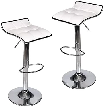 Puluomis Set Of 2 Barstool, Adjustable Swivel Gas Lift Bar Stools, PU Leather With Chrome Base, Grey - Image 10