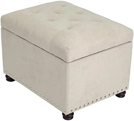 Joveco Storage Ottoman Rectangular Fabric Organization Bench (Beige) - Image 7