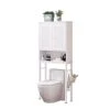DMIDYLL Over The Toilet Storage Cabinet With Double Doors And Adjustable Shelves, Bathroom Storage Cabinet Over The Toilet, Toilet Organizer, White Wood