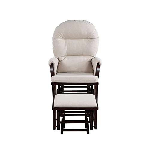 HomVent Nursery Glider Rocking Chair With Ottoman Set, Wood Glider Rocker With Ottoman, Upholstered Comfort Nursery Chair & Ottoman With Padded Arms For Napping, Nursing, Reading (Espresso) - Image 4