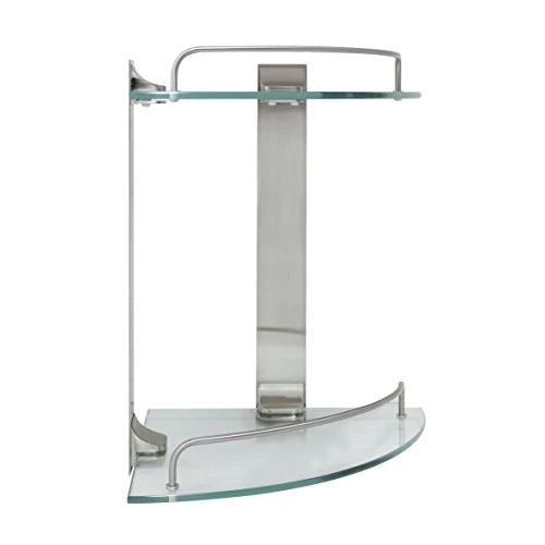 MODONA Double Corner Glass Shelf With Rail β Satin Nickel β 5 Year Warrantee - Image 2