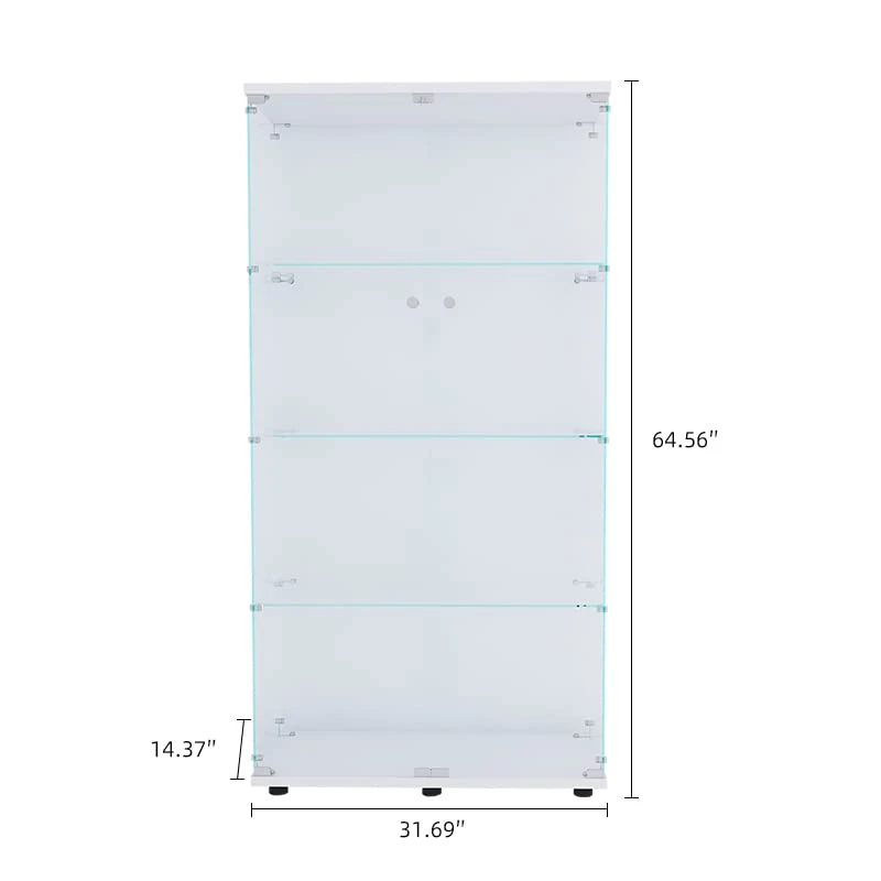Goujxcy 4-Shelf Glass Display Cabinet With Double Doors, 64" Contemporary Glass Cabinet Floor Standing Curio Cabinet Collection Display Case Storage Rack Corner Cabinet Tempered Glass Frame Bookshelf - Image 2