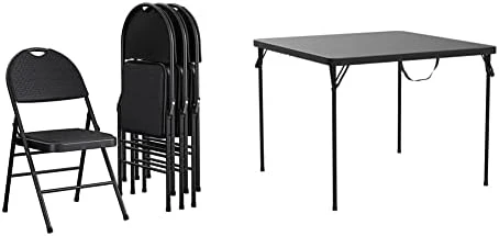 COSCO Essentials Commercial XL Comfort Fabric Padded Metal Folding Chair With Contoured Seat Back, 300 Lb. Weight Rating, Triple Braced, 4-Pack, Black - Image 7