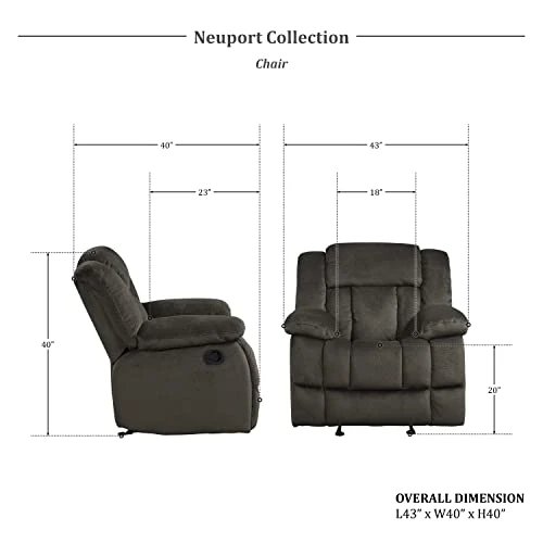 Lexicon Neuport Manual Glider Reclining Chair, Chocolate - Image 2
