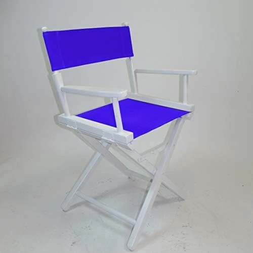 Gold Medal Contemporary 18" Table Height White Frame Directors Chair With Sunbrella Cover Set - Marine Blue - Image 15