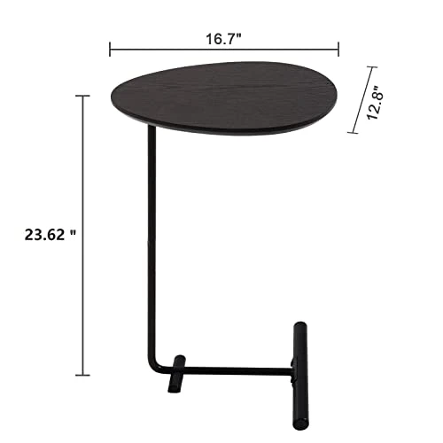 C Table,Couch Tables That Slide Under,C Shaped Side Table,Sofa End Table For Living Room Bedside Bathroom Snack Coffee Laptop Tables,Egg Oval-Shaped,Metal Frame,Easy Assembly Black(Upgraded) - Image 3