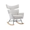 TRIPLE TREE Fish Tail Living Room Chair, Accent Rocking Chair With High Back And Armrest, Upholstered Rocking Armchair Leisure Glider Rocker With Wood Base For Apartment, Office, Home, Oyster Gray