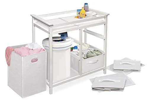 Modern Baby Changing Table With Laundry Hamper, 3 Storage Baskets, And Pad - Image 4