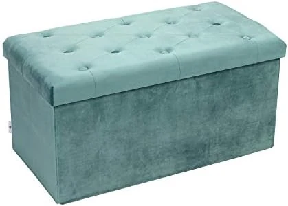 B FSOBEIIALEO Storage Ottoman Cube, Velvet Tufted Folding Ottomans With Lid, Footstool Rest Padded Seat For Bedroom (Pink, Medium) - Image 7