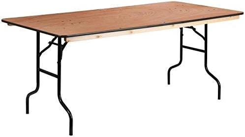 Flash Furniture Fielder 6-Foot Rectangular Wood Folding Banquet Table With Clear Coated Finished Top - Image 3