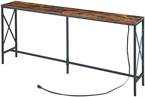 LAKEMID Console Table Narrow Long 63" - Sofa Tables With Charging Station, Behind Couch Table With Metal Frame For Living Room Hallway Foyer (63 Inches) - Image 8