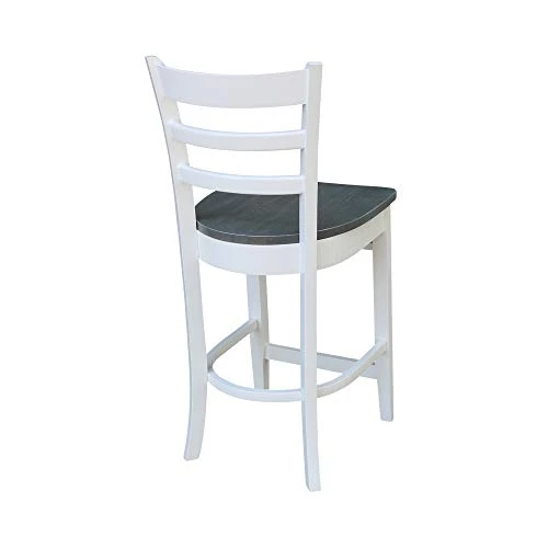 International Concepts Emily CounterHeight Stool-24 Seat Height Stool, White/Heather Gray