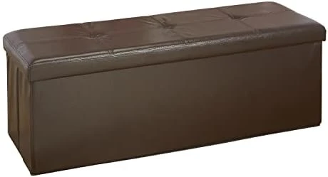 Simplify Folding Storage Ottoman, Toy Box Chest, Faux Leather,Tufted Padded Seating, Bench, Foot Rest, Stool, Single, Black - Image 14