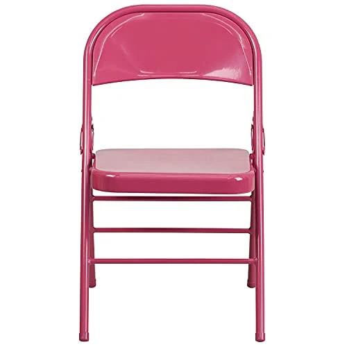 EMMA + OLIVER 4 Pack Colorful Shockingly Fuchsia Metal Folding Chair - Image 5