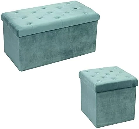 PINPLUS Folding Storage Ottoman Cube,Ottoman For Living Room,Velvet Tufted Ottoman With Cover Lid, Storage Shoes Box Toys Chest,15 Inches Ottoman Foot Rest Stool Seat For Bedroom (Pink) - Image 10