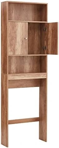 ME2 Bathroom Over The Toilet Storage Cabinet, 77'' Taller Bathroom Organizer Shelf Space-Saving Collect Cabinet With Shelves And Double Doors, Black - Image 7