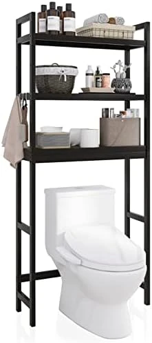 SMIBUY Bathroom Storage Shelf, Bamboo Over-The-Toilet Organizer Rack, Freestanding Toilet Space Saver With 3-Tier Adjustable Shelves (Natural) - Image 7