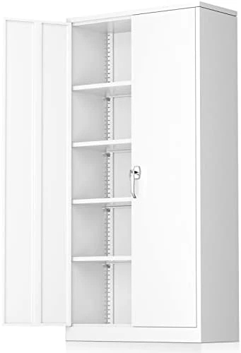 Greenvelly Metal Storage Cabinet, Locking Steel Storage Wardrobe Cabinet, Employees Locker Closet Tool Cabinet With Hanging Rod&4 Locker Shelf For Garage Mounted Storage System, Gym, Home Office - Image 2