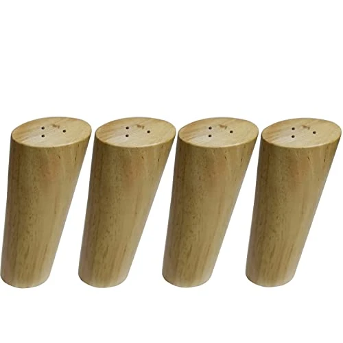 Round Solid Wood Furniture Legs Sofa Replacement Legs Perfect For Mid-Century Modern/Great IKEA Hack For Sofa, Couch, Bed, Coffee Table (4 Inches,Set Of 4, Original Wood Color)