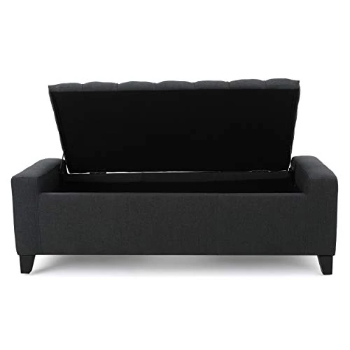 Christopher Knight Home Hikaru Fabric Storage Ottoman, Dark Grey Dimensions: 20.50”D X 51.00”W X 17.00”H - Image 4