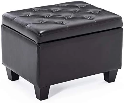 BELLEZE 24 Inch Modern Tufted Bedroom Storage Ottoman Bench, Linen Lift Top Upholstered Foam Padded Rectangular Footstool, Easy Assemble Furniture - Jay (Gray) - Image 6