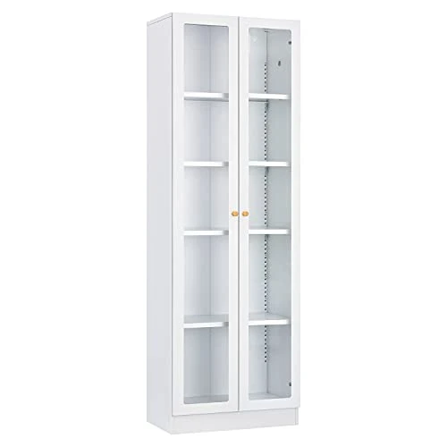 IRONMIX Metal Tall Multipurpose Storage Bookcase With Doors And Adjustable 4 Shelves (White)