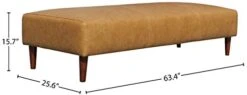 Amazon Brand β Rivet Ava Mid-Century Modern Leather Ottoman Bench, 63.4"W X 15.7"H, Caramel